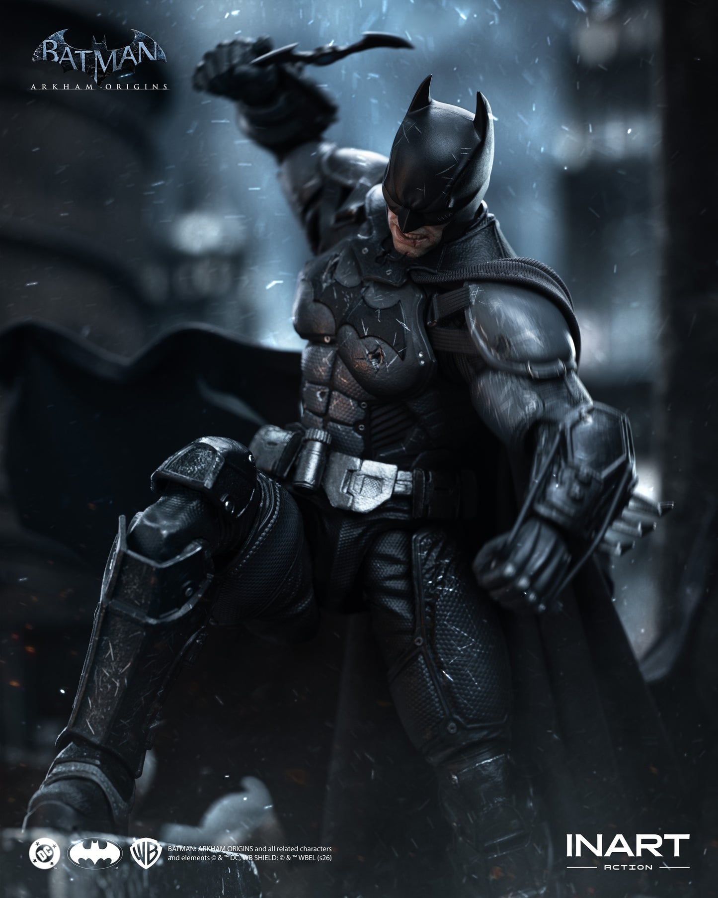 PRE-ORDER INART Action– Batman: Arkham Origins –  Batman (Battle Damaged Version) 1/12 Action Figure
