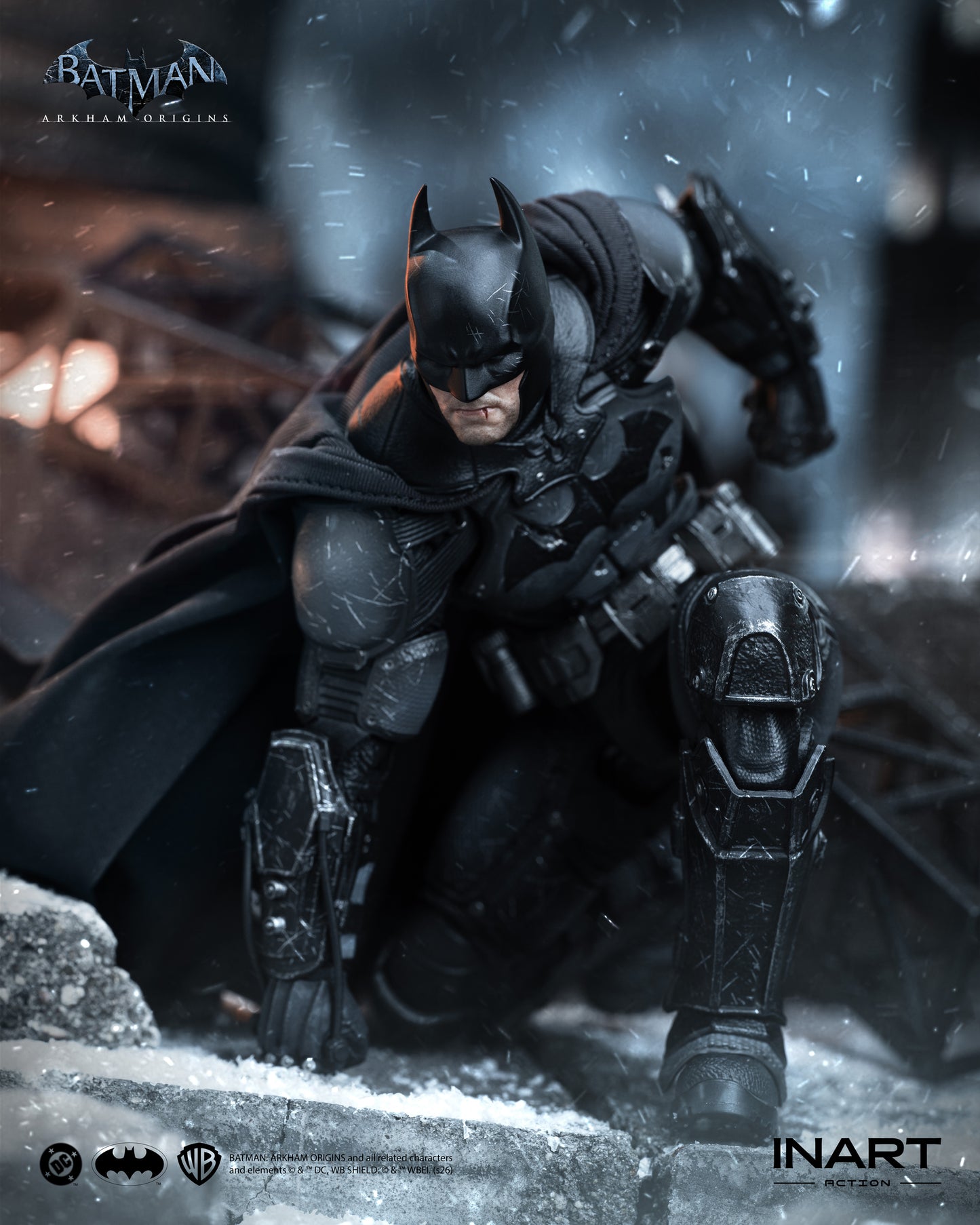 PRE-ORDER INART Action– Batman: Arkham Origins –  Batman (Battle Damaged Version) 1/12 Action Figure