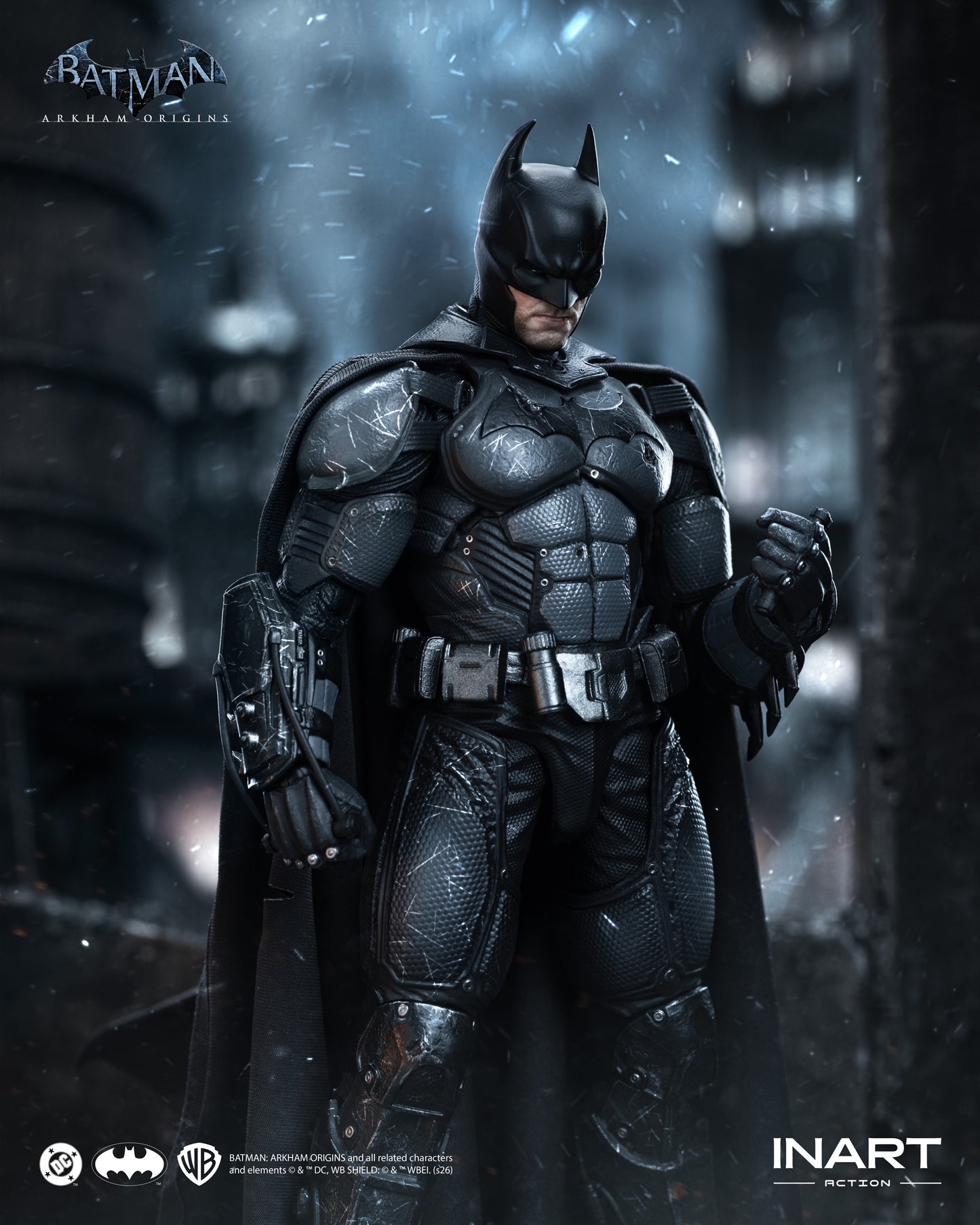 PRE-ORDER INART Action– Batman: Arkham Origins –  Batman (Battle Damaged Version) 1/12 Action Figure