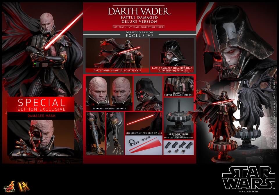 PRE-ORDER Hot Toys DX45B Star Wars Darth Vader Battle Damaged (Deluxe Version) (Special Edition) 1/6 Scale Collectibles Figure