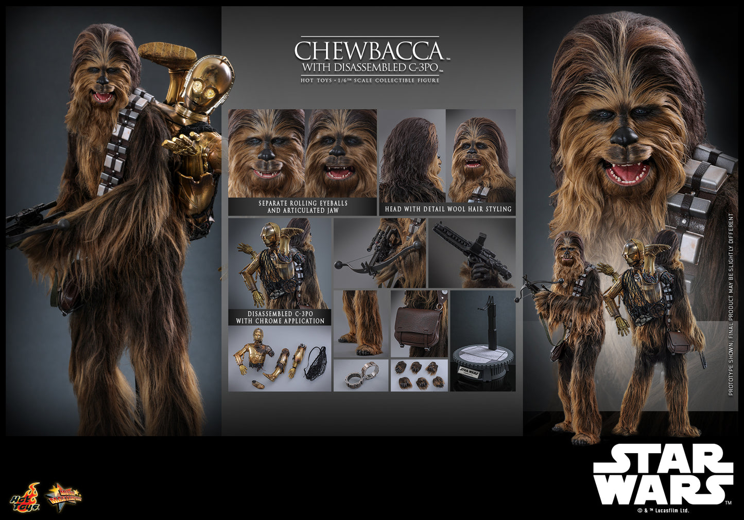 PRE-ORDER 2ND BATCH: HOT TOYS MMS766 STAR WARS EPISODE V: THE EMPIRE STRIKES BACK CHEWBACCA WITH DISASSEMBLED C-3PO 1/6TH SCALE COLLECTIBLE FIGURE