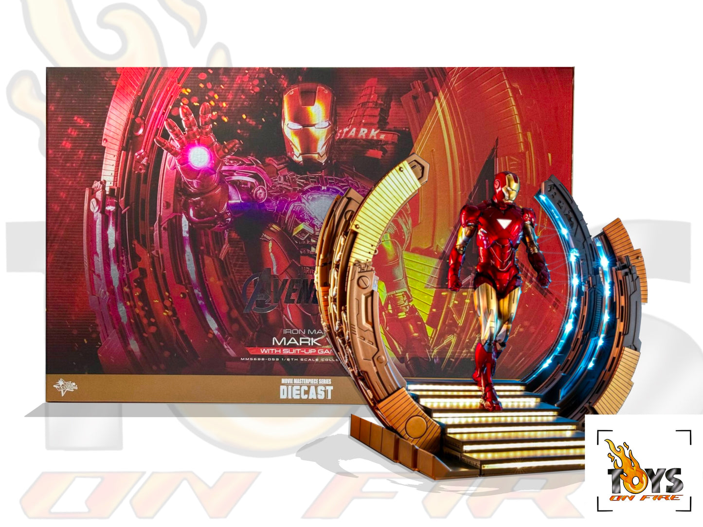 HOT TOYS MMS688D53 THE AVENGERS IRON MAN MARK VI (2.0) WITH SUIT-UP GANTRY 1/6TH SCALE COLLECTIBLE SET