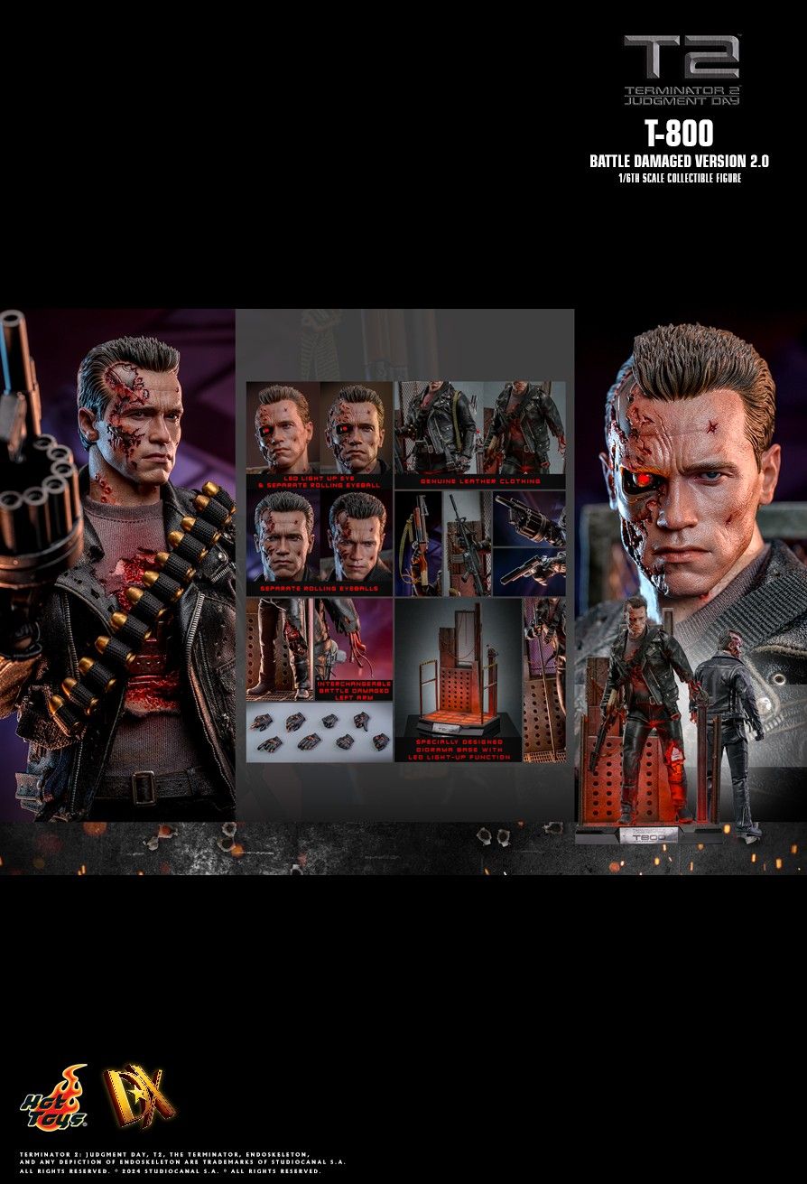 PRE-ORDER 2ND BATCH HOT TOYS DX46 TERMINATOR 2: JUDGMENT DAY T-800 (BATTLE DAMAGED VERSION 2.0) 1/6TH SCALE COLLECTIBLE FIGURE