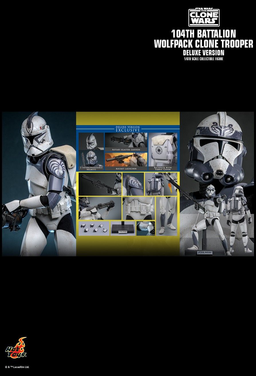 PRE-ORDER 1ST BATCH HOT TOYS TMS143 STAR WARS: THE CLONE WARS 104TH BATTALION WOLFPACK CLONE TROOPER (DELUXE VER.) 1/6TH SCALE COLLECTIBLE FIGURE