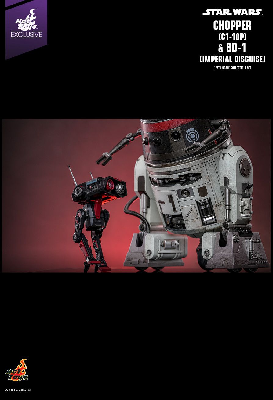 EVENT STOCK HOT TOYS TMS152 STAR WARS CHOPPER (C1-10P) & BD-1 (IMPERIAL DISGUISE) [HOT TOYS EXCLUSIVE] 1/6TH SCALE COLLECTIBLE SET