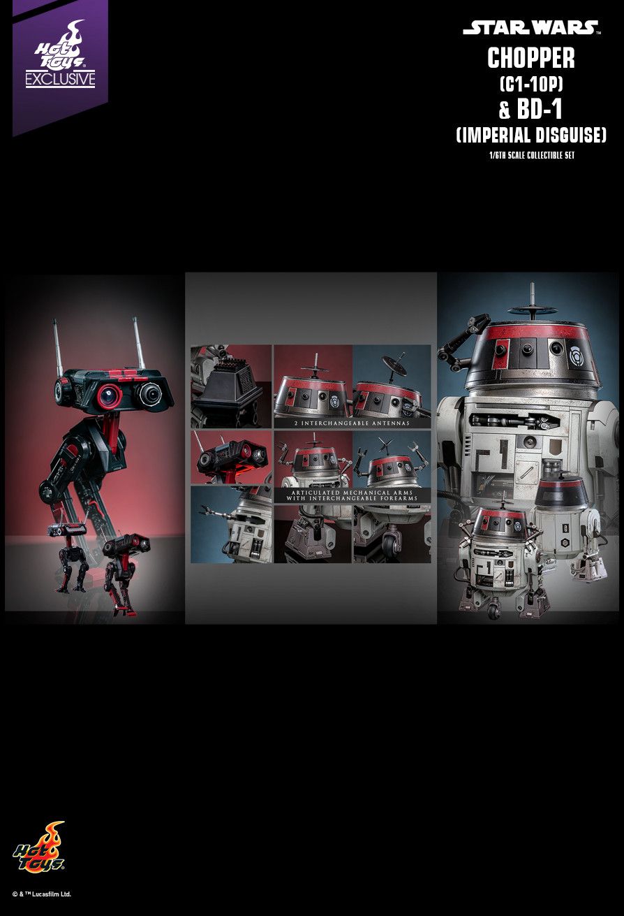 EVENT STOCK HOT TOYS TMS152 STAR WARS CHOPPER (C1-10P) & BD-1 (IMPERIAL DISGUISE) [HOT TOYS EXCLUSIVE] 1/6TH SCALE COLLECTIBLE SET
